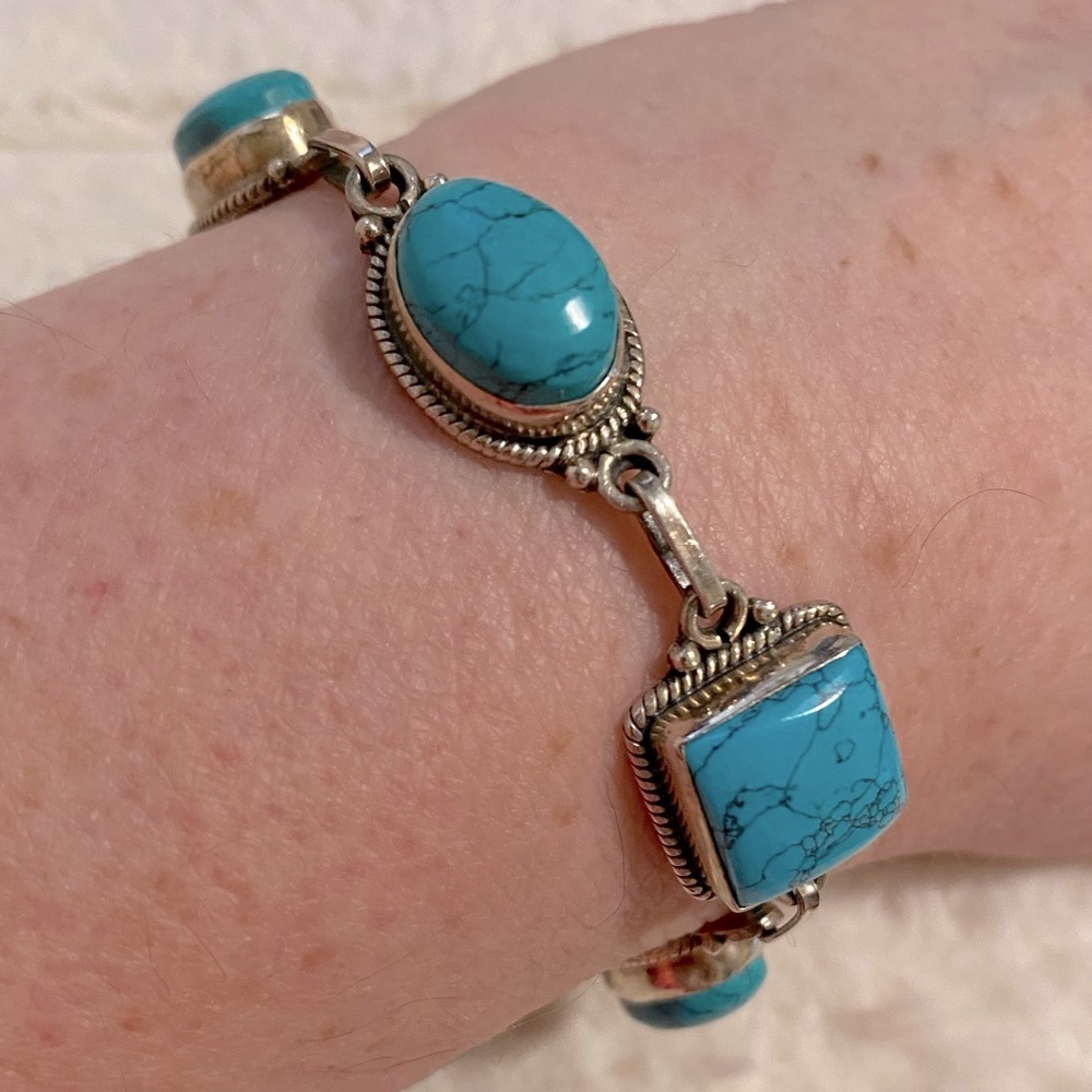 Turquoise Sterling Silver 8” Bracelet